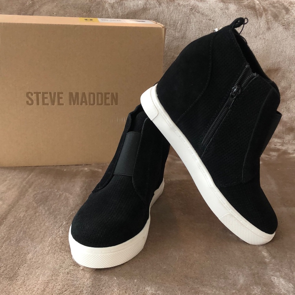 Steve Madden Women’s Black Wedge Sneakers